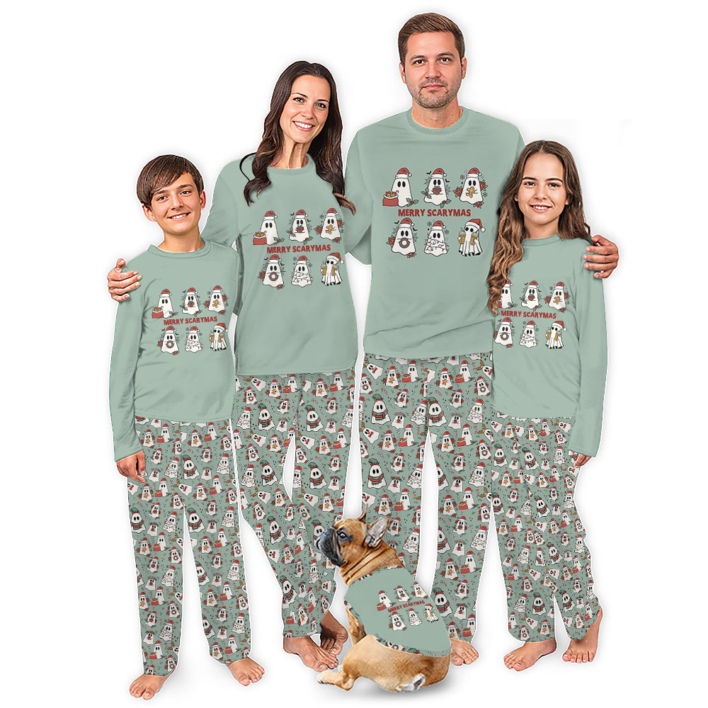 Family Matching Christmas Pjs With Festive Ghosts Saying Merry Scarymas Family Matching Christmas Pjs With Festive Ghosts Saying Merry Scarymas