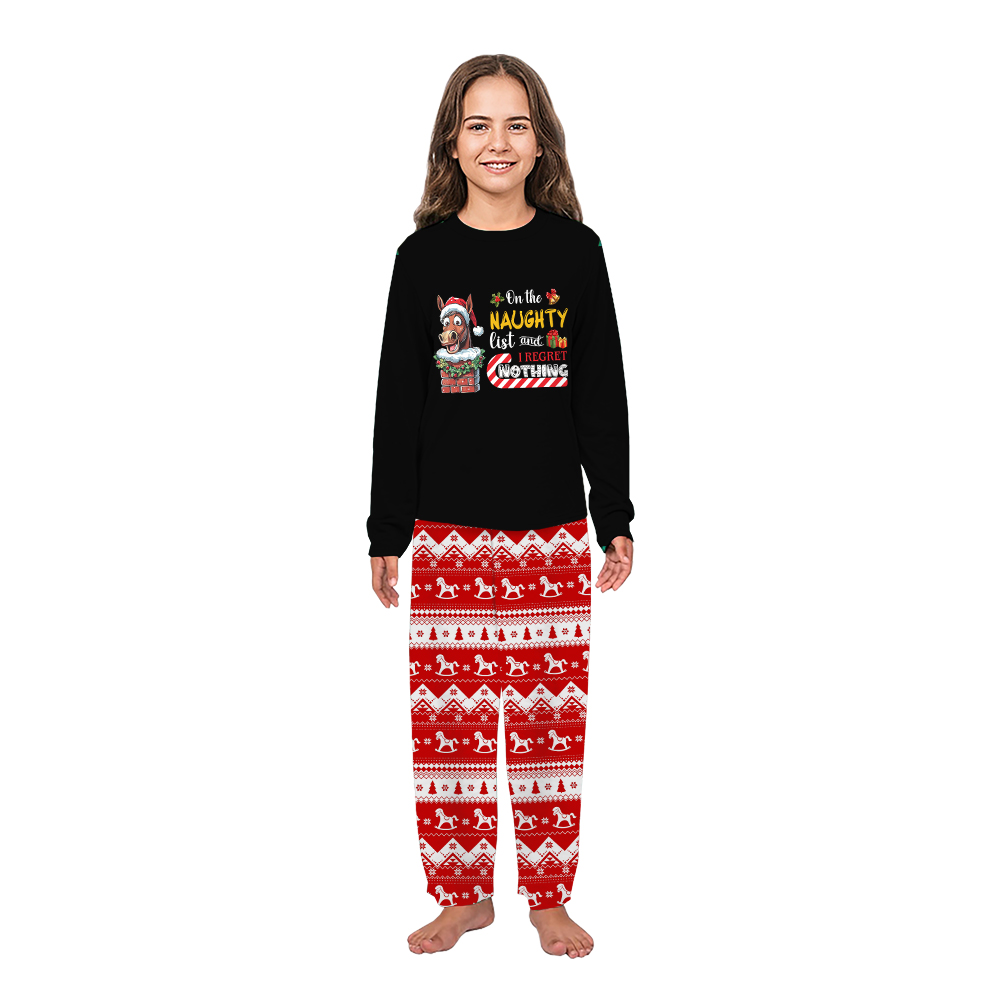 On The Naughty List Horse Matching Christmas Pajamas Black On The Naughty List Horse Matching Christmas Pajamas Black