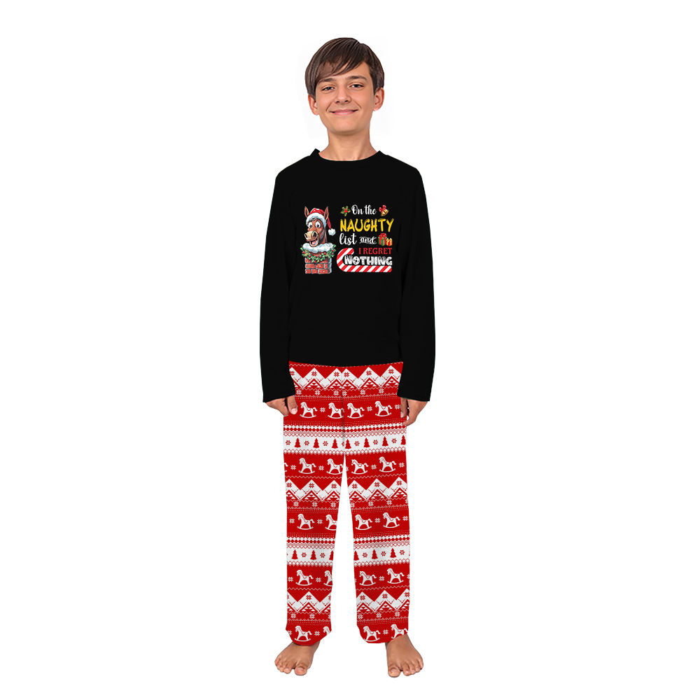 On The Naughty List Horse Matching Christmas Pajamas Black On The Naughty List Horse Matching Christmas Pajamas Black