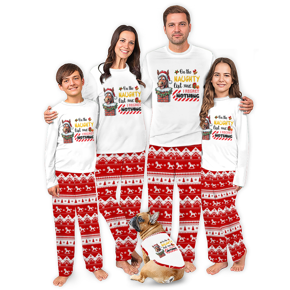 On The Naughty List Horse Matching Christmas Pajamas Black On The Naughty List Horse Matching Christmas Pajamas Black