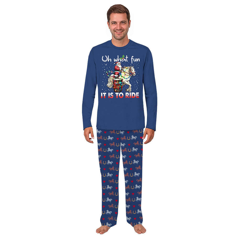 Oh What Fun It Is To Ride Horse Christmas Pajamas Matching Family
