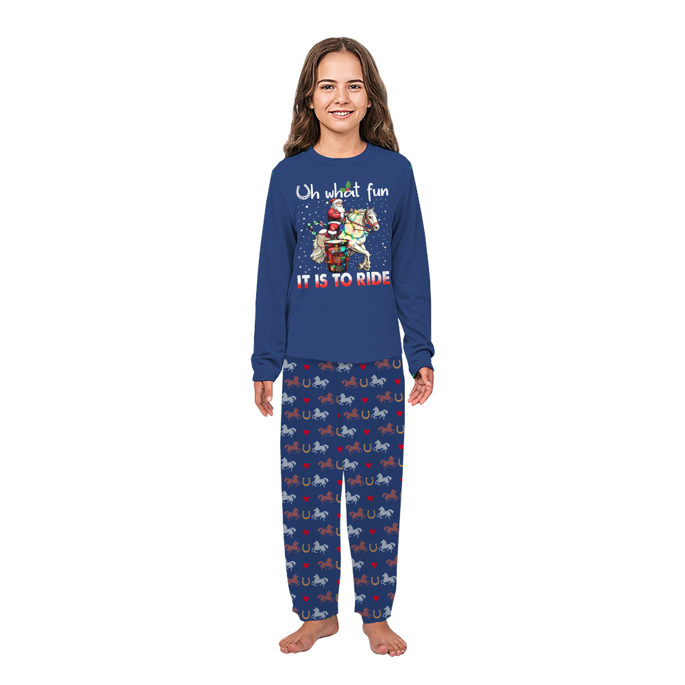 Oh What Fun It Is To Ride Horse Christmas Pajamas Matching Family