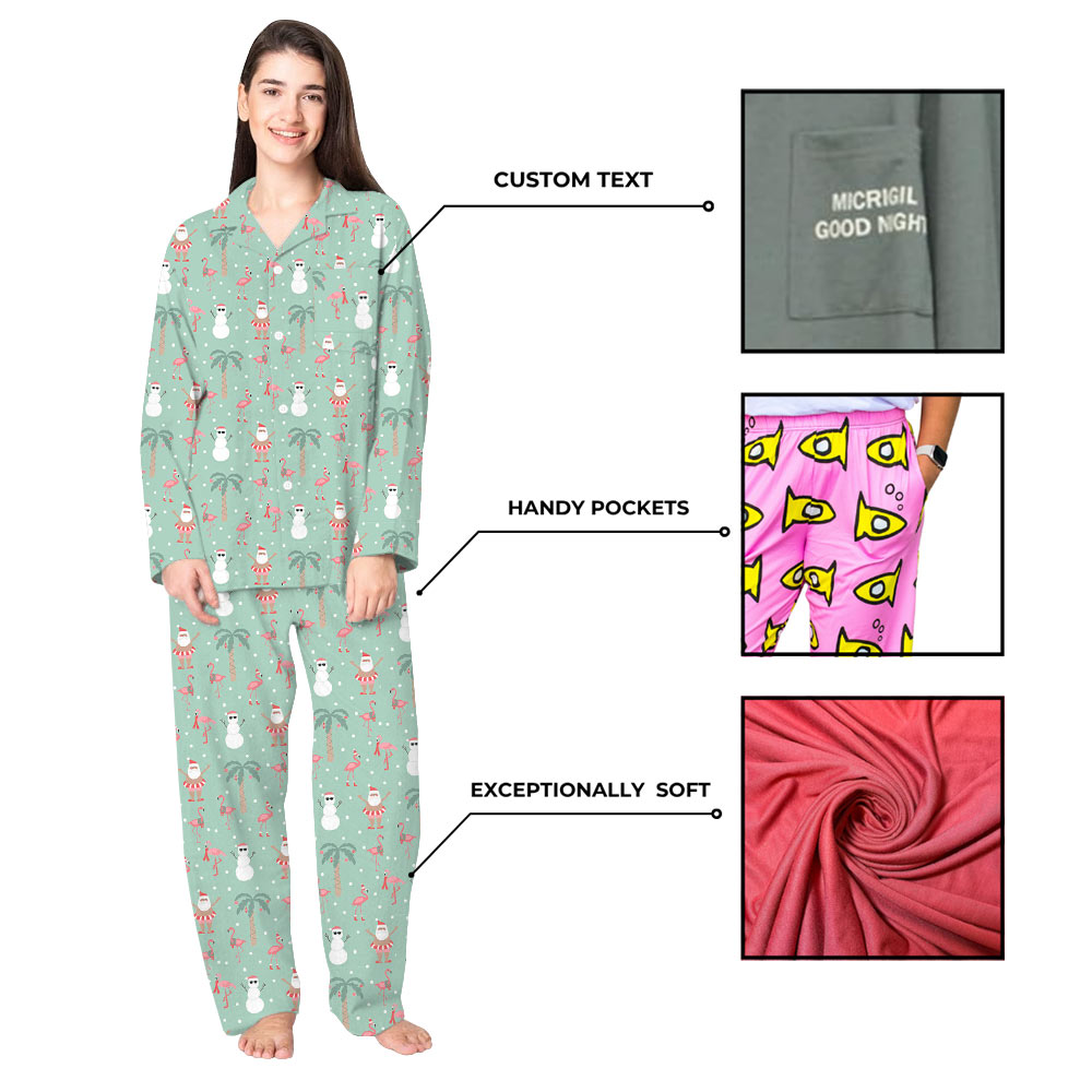 Festive Tropical Family Christmas Pajamas In Pastel Green Festive Tropical Family Christmas Pajamas In Pastel Green