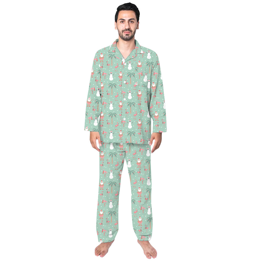 Festive Tropical Family Christmas Pajamas In Pastel Green Festive Tropical Family Christmas Pajamas In Pastel Green