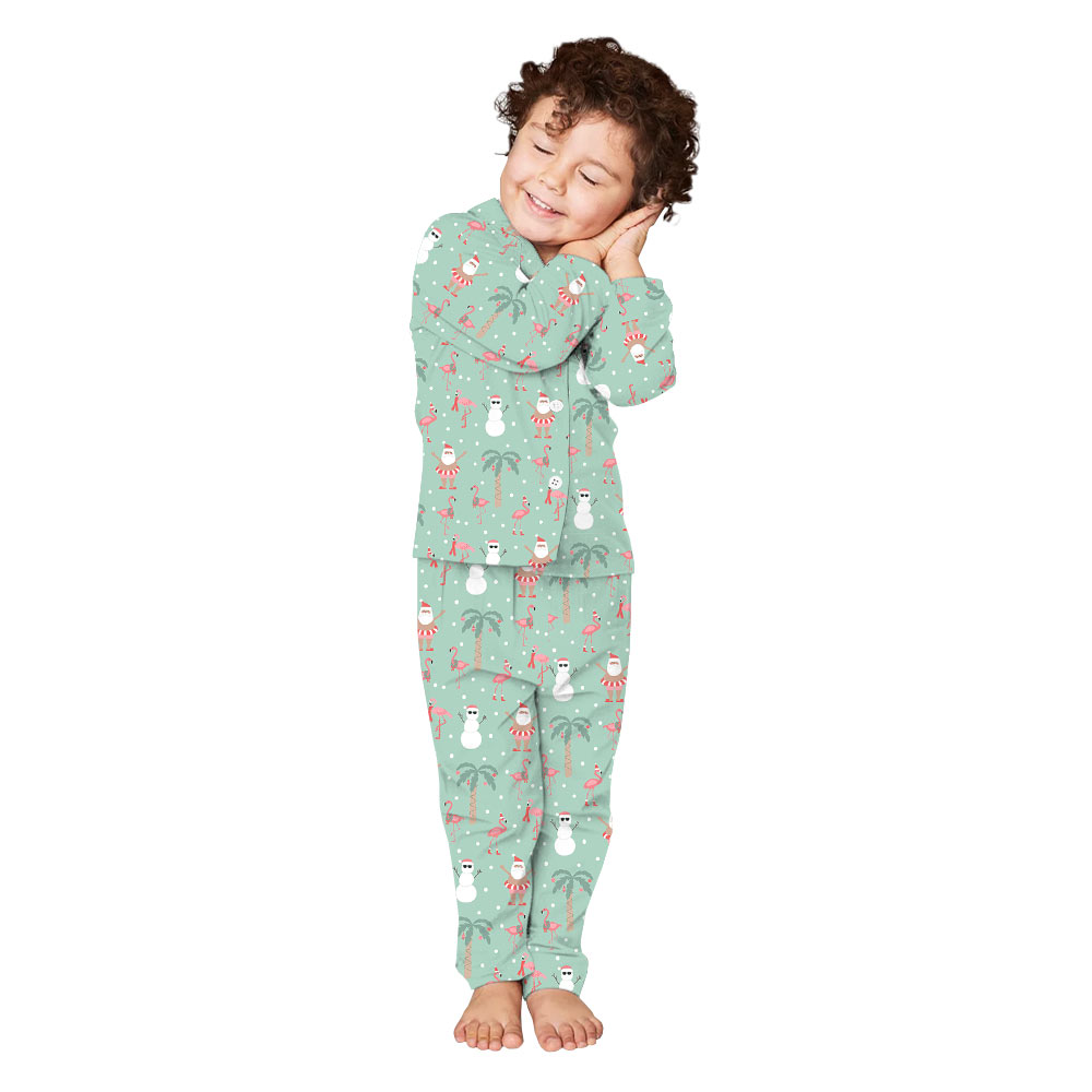 Festive Tropical Family Christmas Pajamas In Pastel Green Festive Tropical Family Christmas Pajamas In Pastel Green
