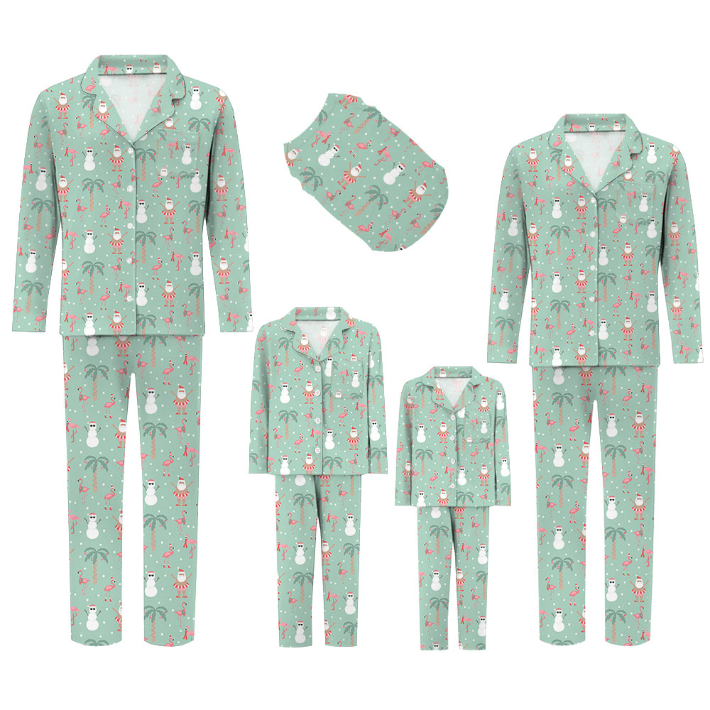 Festive Tropical Family Christmas Pajamas In Pastel Green Festive Tropical Family Christmas Pajamas In Pastel Green