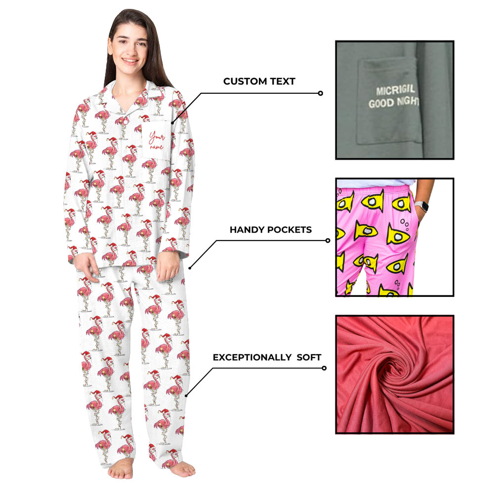 Flamingo Family Christmas Pajamas With Custom Name Guaranteed Flamingo Family Christmas Pajamas With Custom Name Guaranteed
