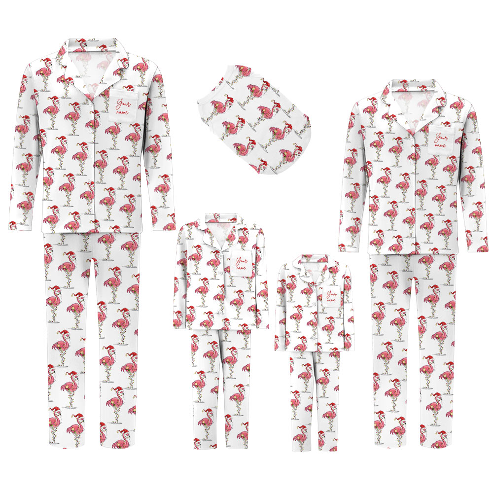 Flamingo Family Christmas Pajamas With Custom Name Guaranteed Flamingo Family Christmas Pajamas With Custom Name Guaranteed