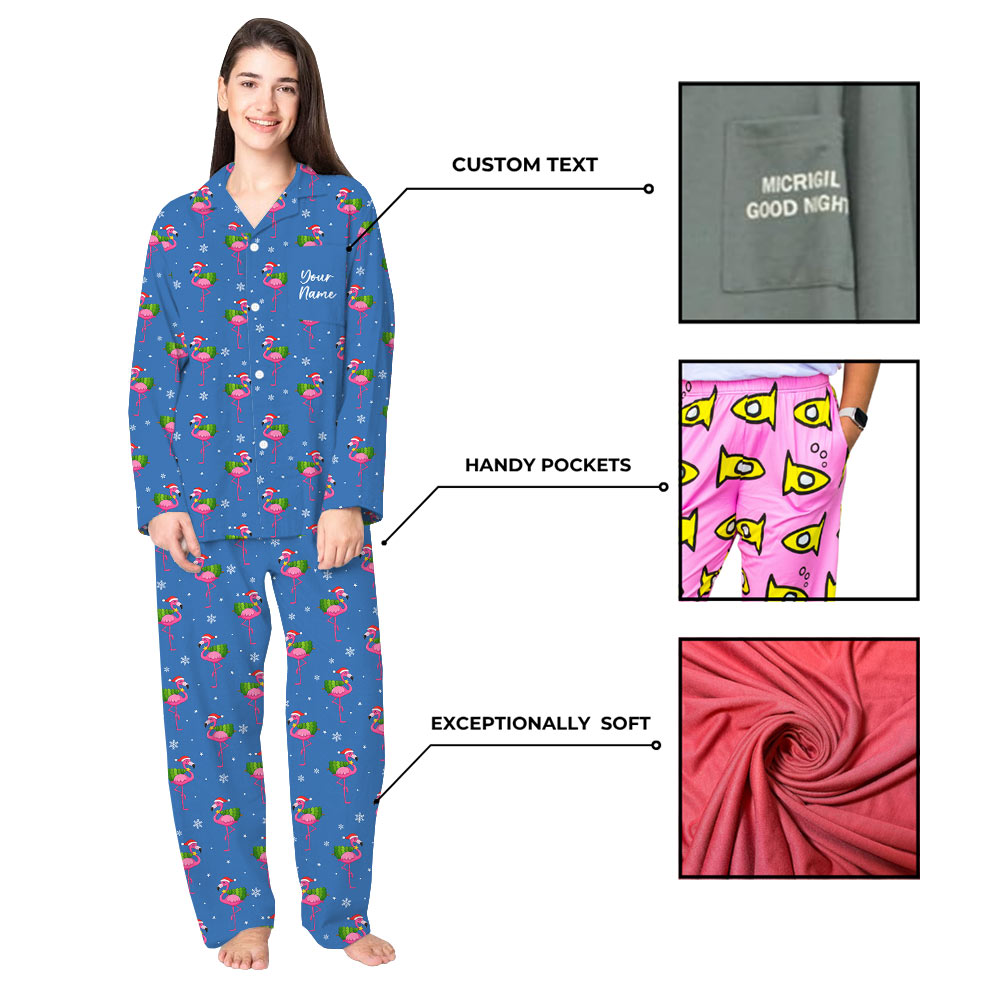 Custom Flamingo Ladies Pyjamas With Plus Sizes Guaranteed Custom Flamingo Ladies Pyjamas With Plus Sizes Guaranteed