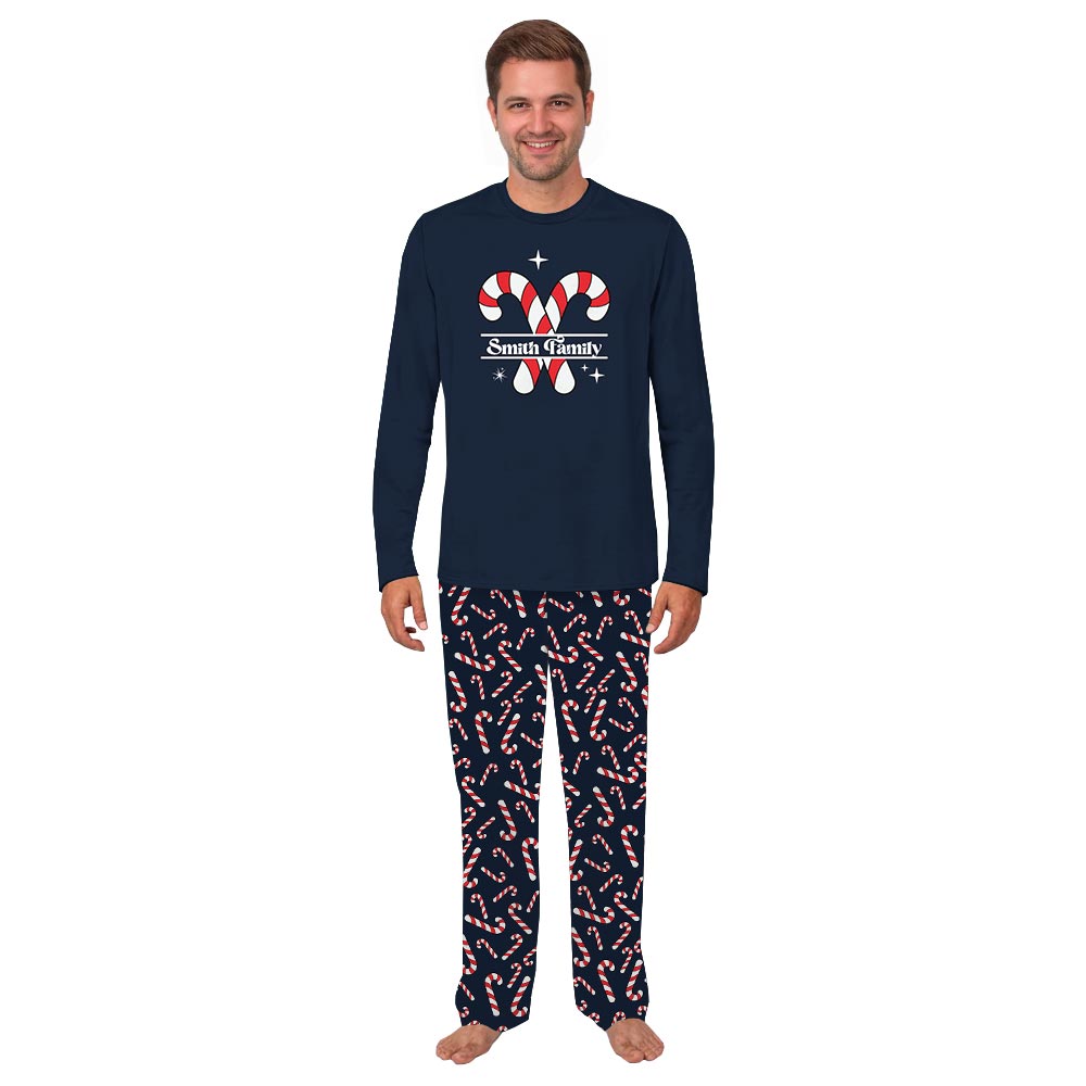 Navy Custom Christmas Candy Cane Plus Size Matching Pajama Sets Navy Custom Christmas Candy Cane Plus Size Matching Pajama Sets