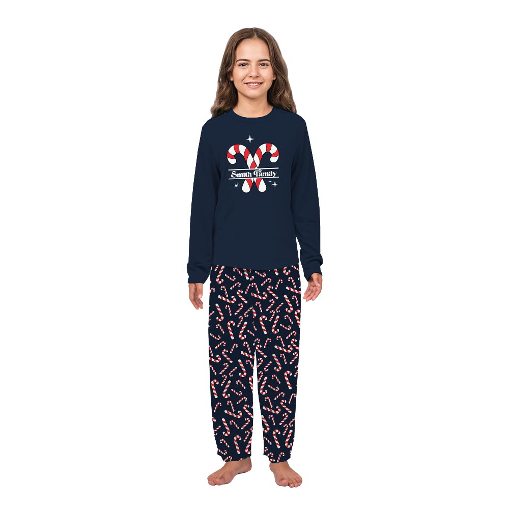 Navy Custom Christmas Candy Cane Plus Size Matching Pajama Sets Navy Custom Christmas Candy Cane Plus Size Matching Pajama Sets