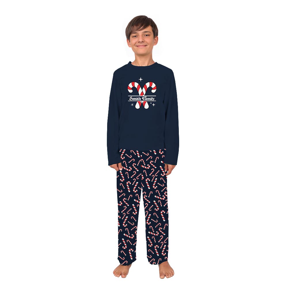 Navy Custom Christmas Candy Cane Plus Size Matching Pajama Sets Navy Custom Christmas Candy Cane Plus Size Matching Pajama Sets