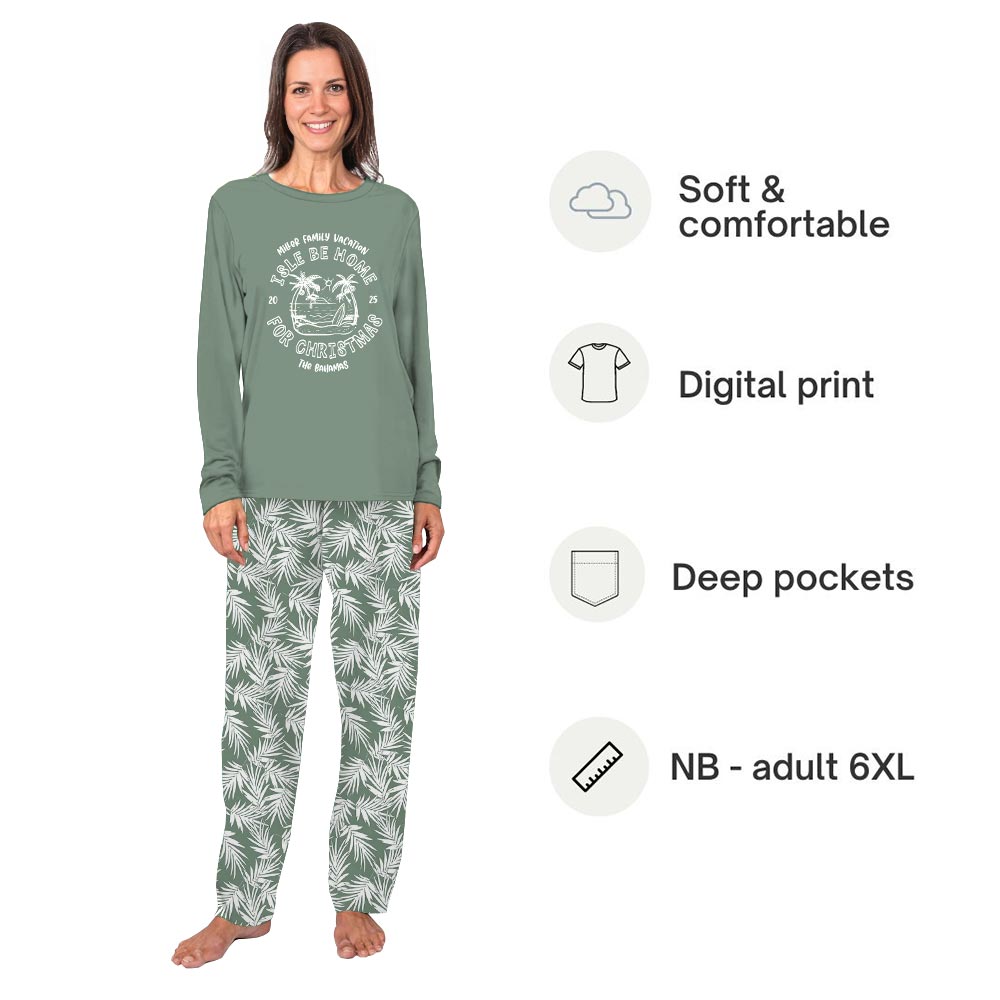 Custom Beach Christmas Palm Tree Plus Size Family Jammies Custom Beach Christmas Palm Tree Plus Size Family Jammies