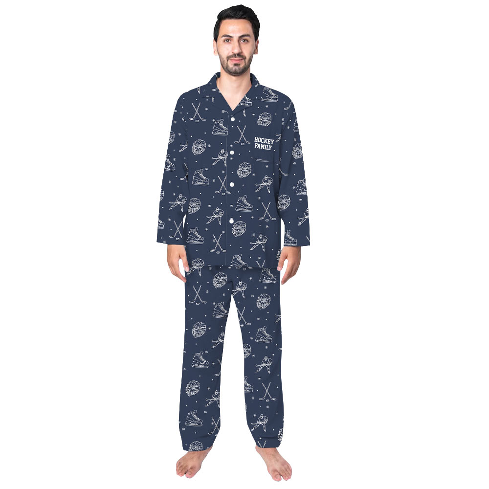 Navy Hockey Christmas Pajamas With Plus Sizes Guaranteed Navy Hockey Christmas Pajamas With Plus Sizes Guaranteed