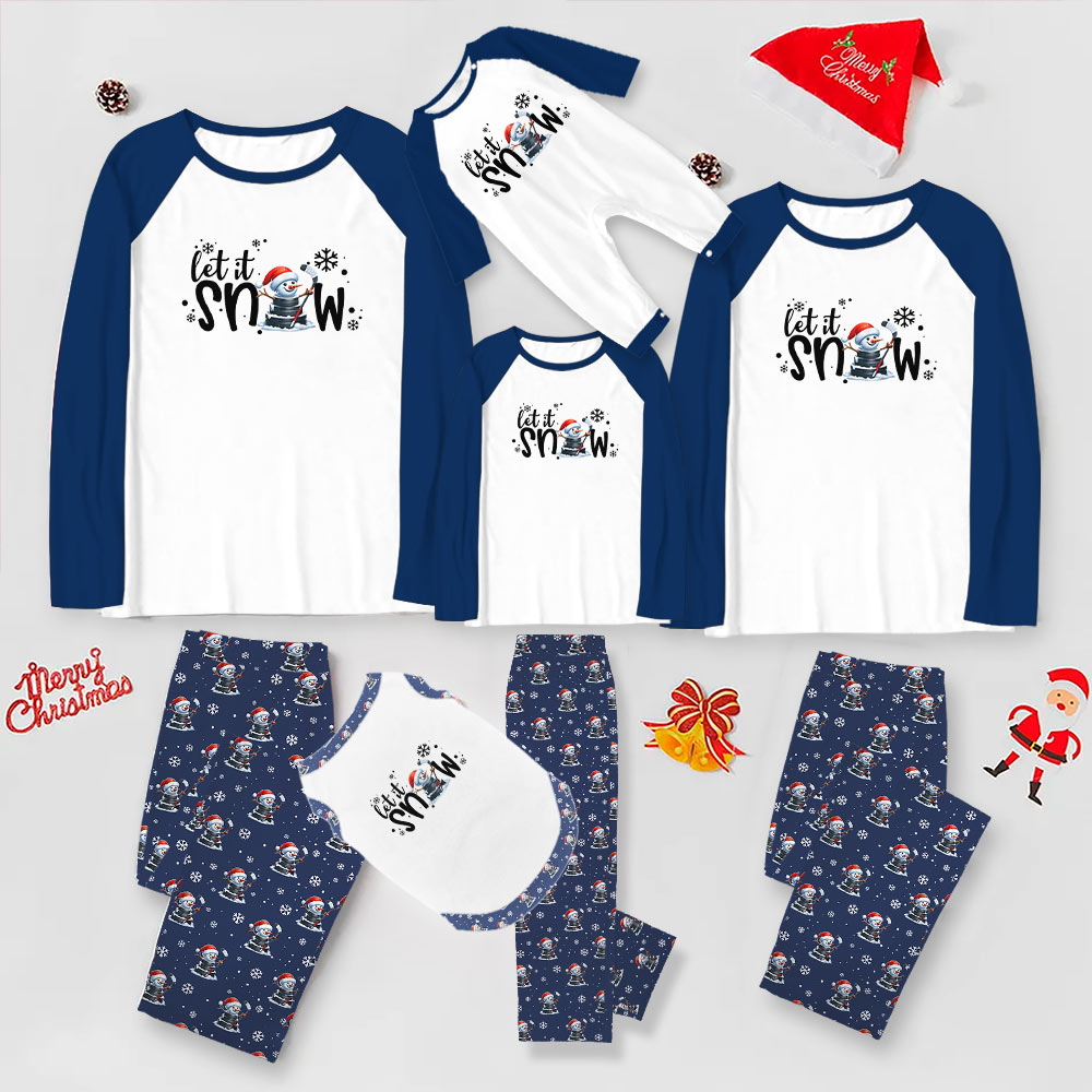 Hockey Snowman Family Matching Christmas Pjs With Dog Funny Hockey Snowman Family Matching Christmas Pjs With Dog Funny