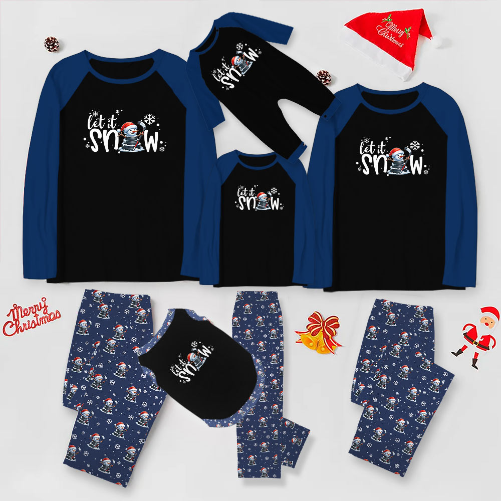 Hockey Snowman Family Matching Christmas Pjs With Dog Funny Hockey Snowman Family Matching Christmas Pjs With Dog Funny