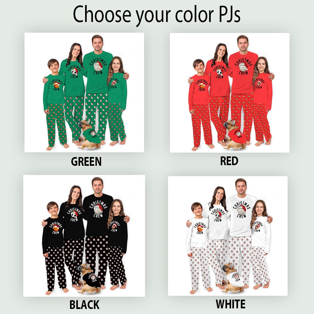 Soccer Christmas Crew Plus Size Christmas Family Pajamas with Custom Design Soccer Christmas Crew Plus Size Christmas Family Pajamas with Custom Design