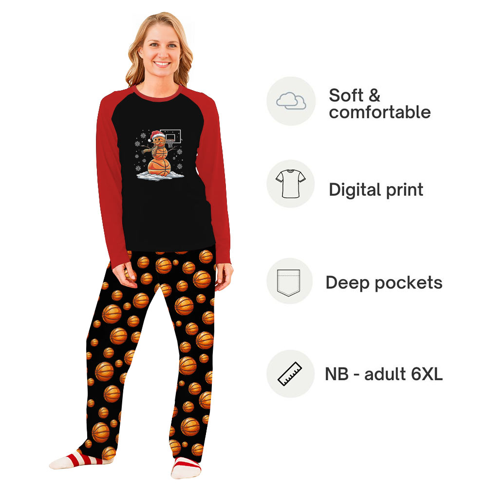 Festive Basketball Snowman Matching Family Pajamas Festive Basketball Snowman Matching Family Pajamas
