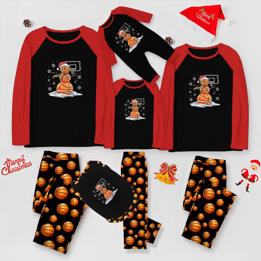 Festive Basketball Snowman Matching Family Pajamas Festive Basketball Snowman Matching Family Pajamas