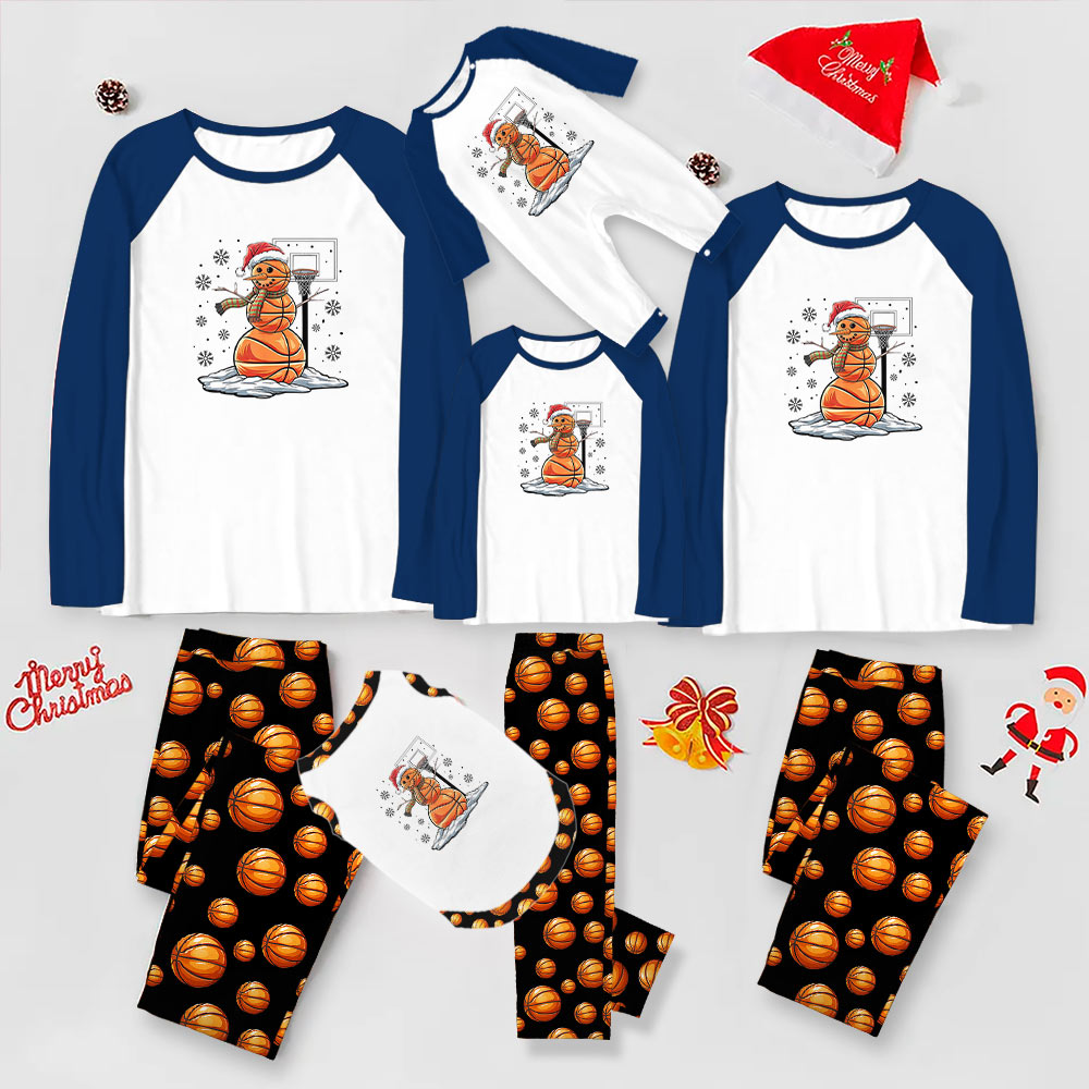Festive Basketball Snowman Matching Family Pajamas Festive Basketball Snowman Matching Family Pajamas