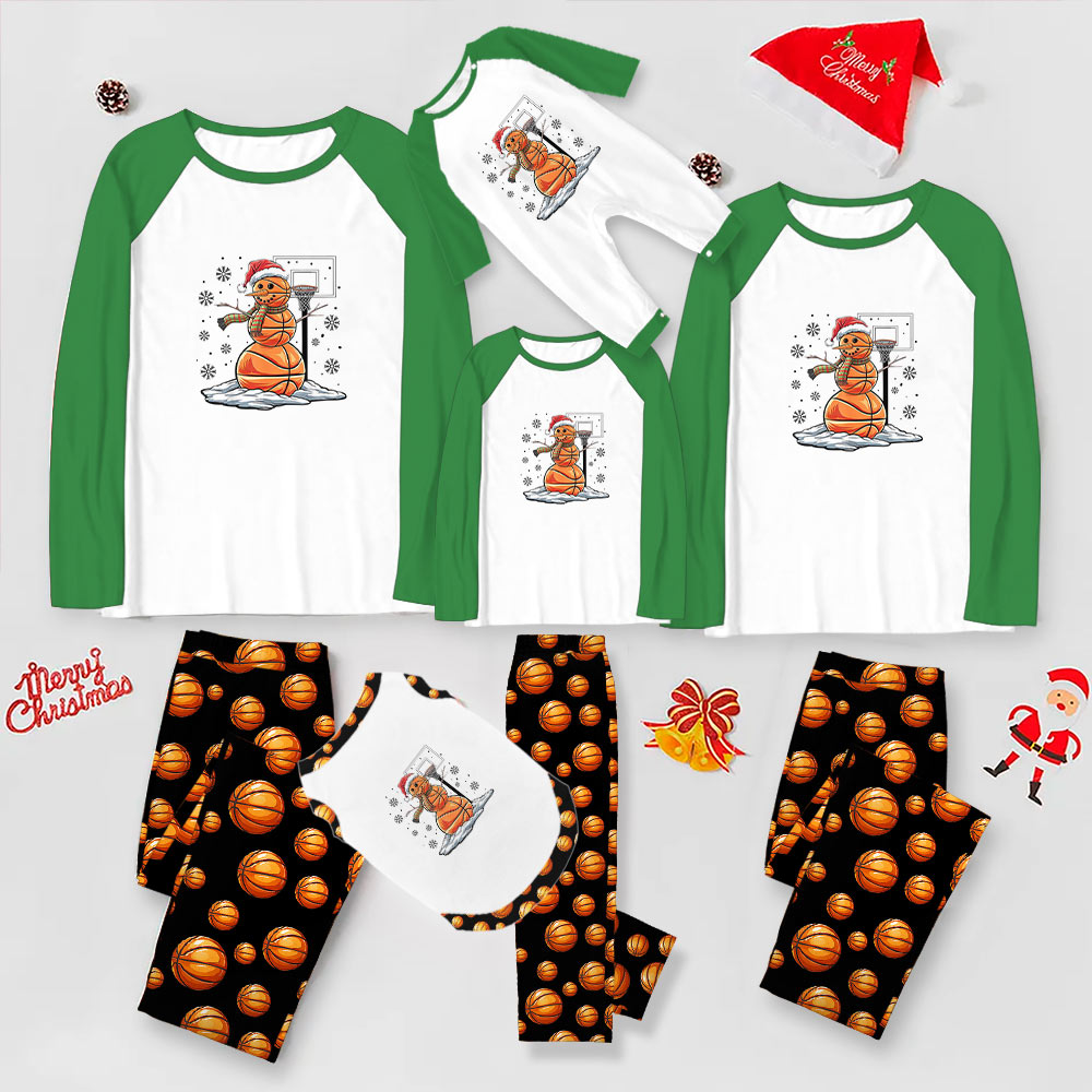 Festive Basketball Snowman Matching Family Pajamas Festive Basketball Snowman Matching Family Pajamas
