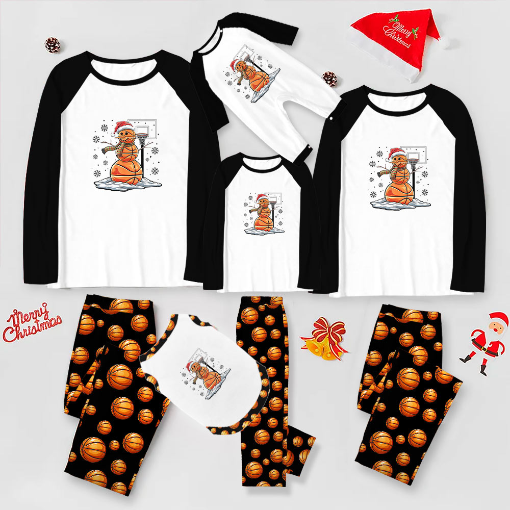 Festive Basketball Snowman Matching Family Pajamas Festive Basketball Snowman Matching Family Pajamas