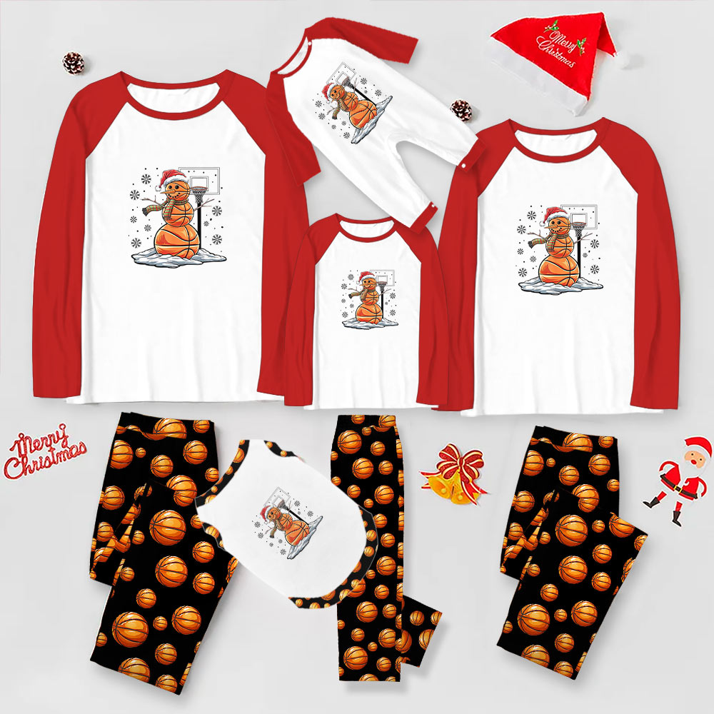 Festive Basketball Snowman Matching Family Pajamas Festive Basketball Snowman Matching Family Pajamas