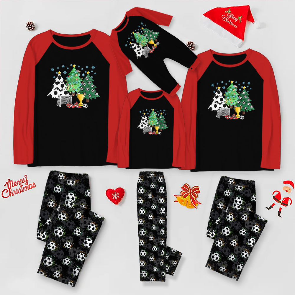 Adorable Soccer Christmas Tree Family Pajamas With Dog Adorable Soccer Christmas Tree Family Pajamas With Dog