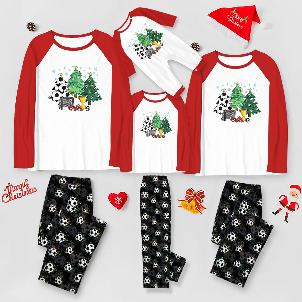 Adorable Soccer Christmas Tree Family Pajamas With Dog Adorable Soccer Christmas Tree Family Pajamas With Dog