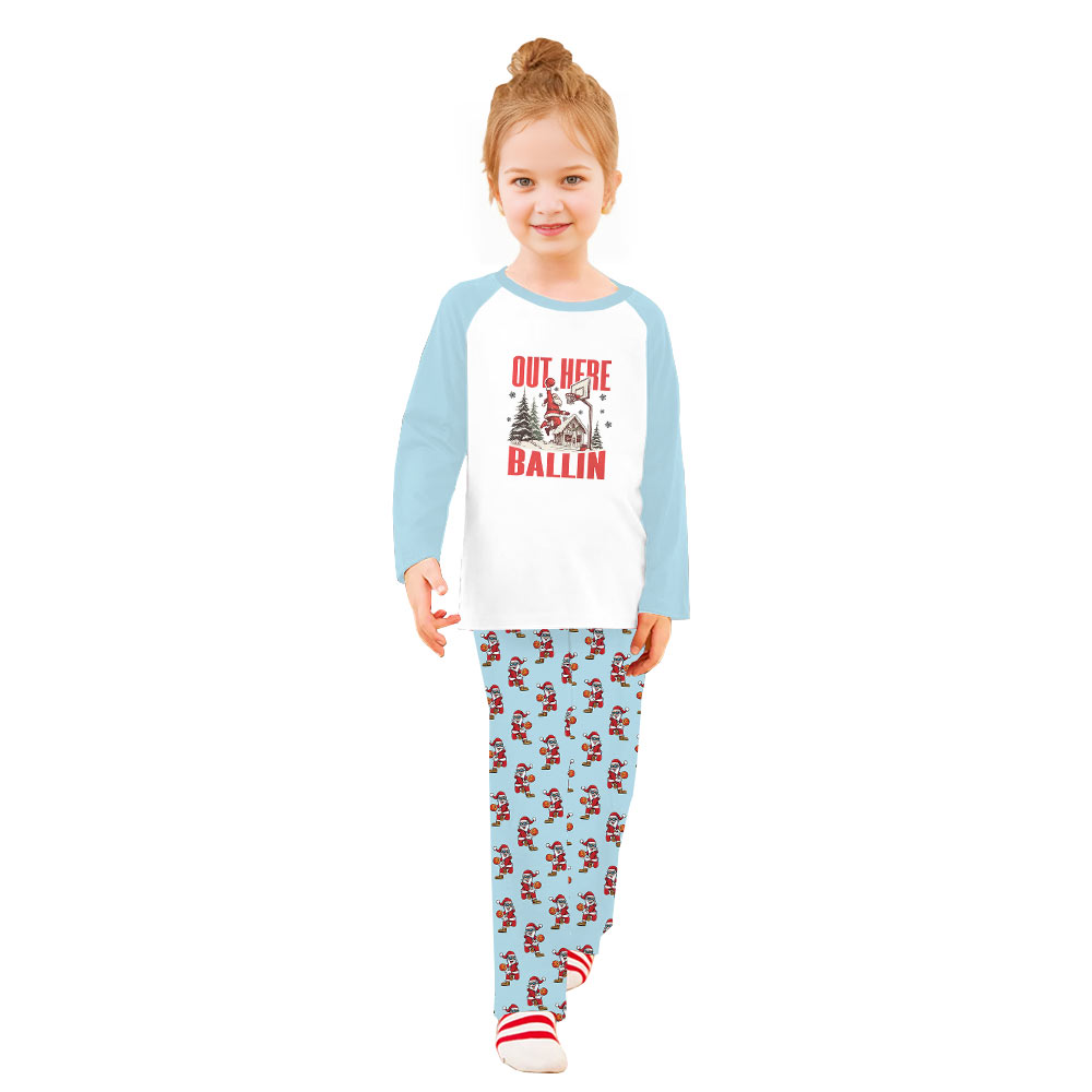 Energetic Basketball Santa Family Christmas Pajamas Say Out Here Ballin Energetic Basketball Santa Family Christmas Pajamas Say Out Here Ballin