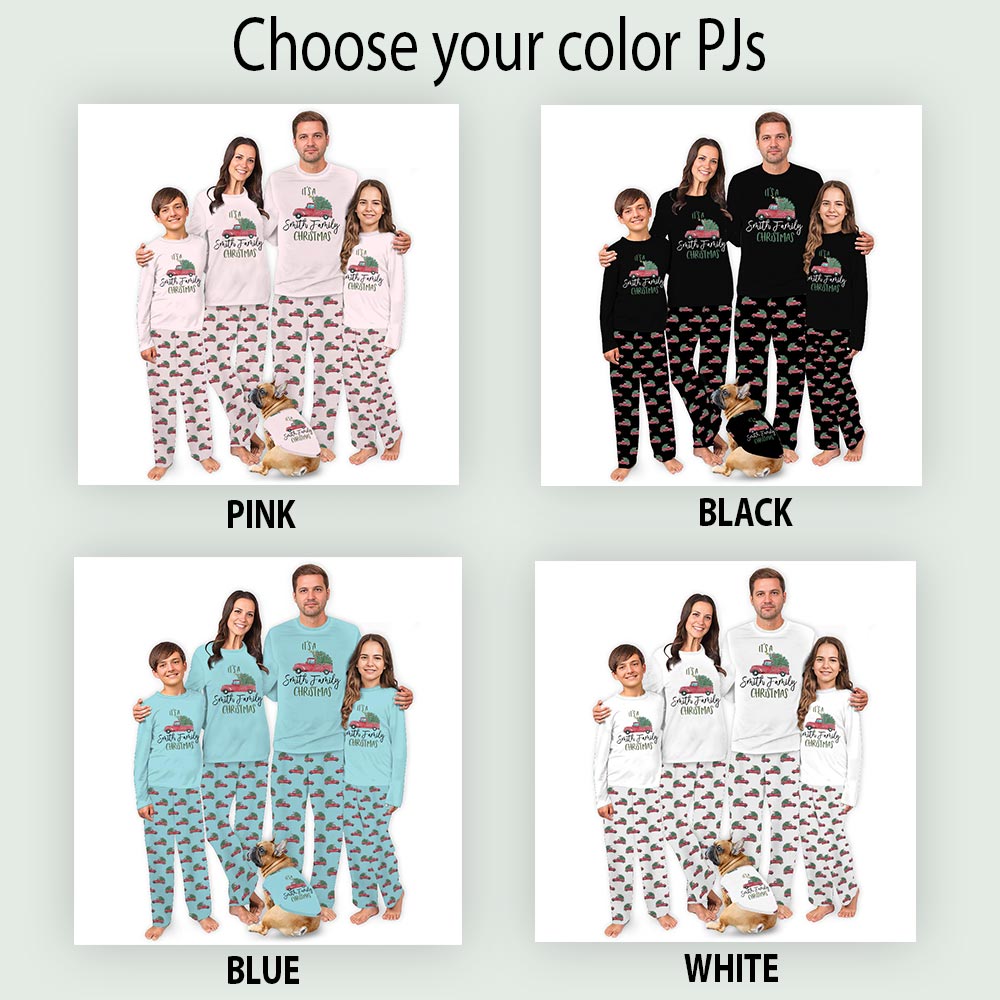Personalized Family Name Truck Christmas Pajamas with Fun Quote Personalized Family Name Truck Christmas Pajamas with Fun Quote