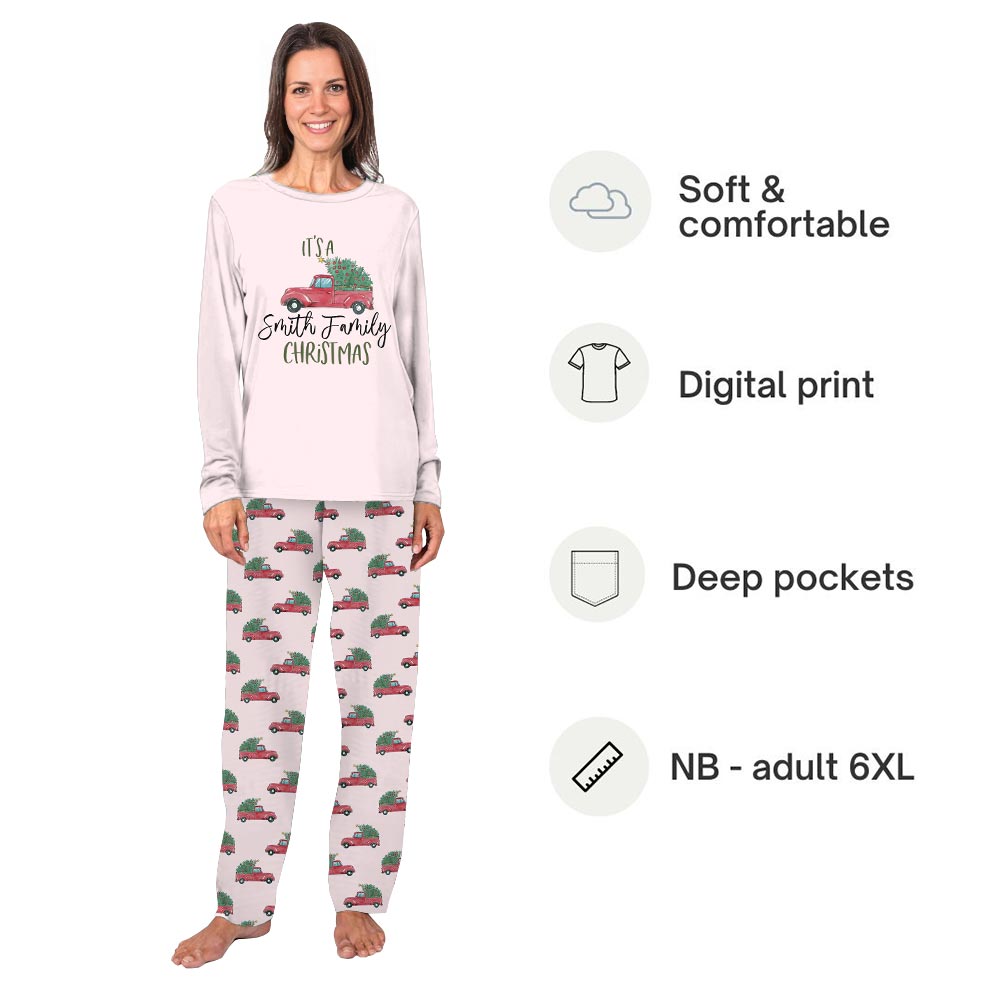 Personalized Family Name Truck Christmas Pajamas with Fun Quote Personalized Family Name Truck Christmas Pajamas with Fun Quote