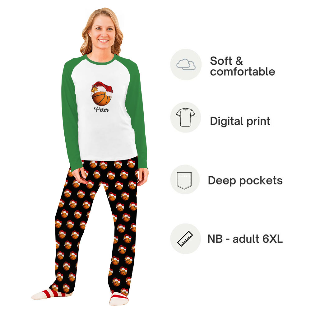 Personalized Name Basketball Family Set Pajamas For Christmas Personalized Name Basketball Family Set Pajamas For Christmas