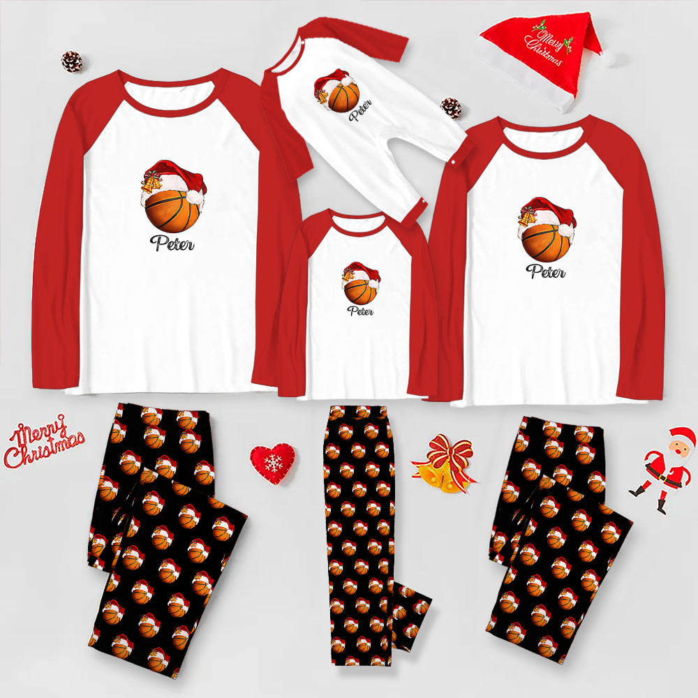 Personalized Name Basketball Family Set Pajamas For Christmas Personalized Name Basketball Family Set Pajamas For Christmas