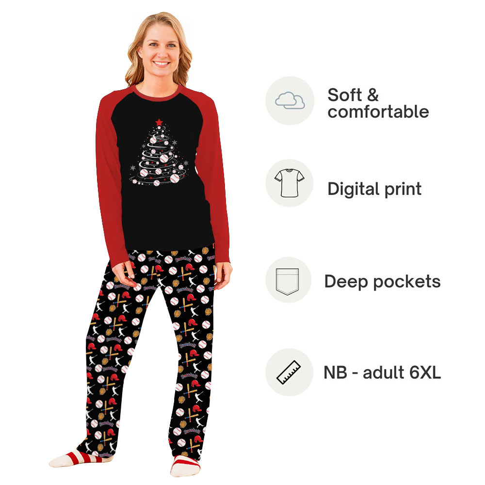 Inclusive Family Baseball Christmas Pajamas With Plus Sizes Available Inclusive Family Baseball Christmas Pajamas With Plus Sizes Available