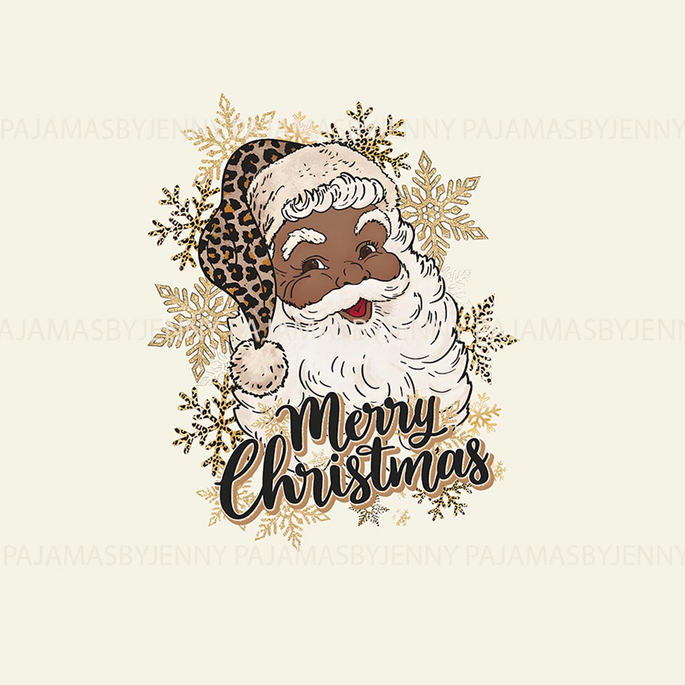 Cream Leopard Black Santa Plus Size Family Christmas Pajamas Cream Leopard Black Santa Plus Size Family Christmas Pajamas