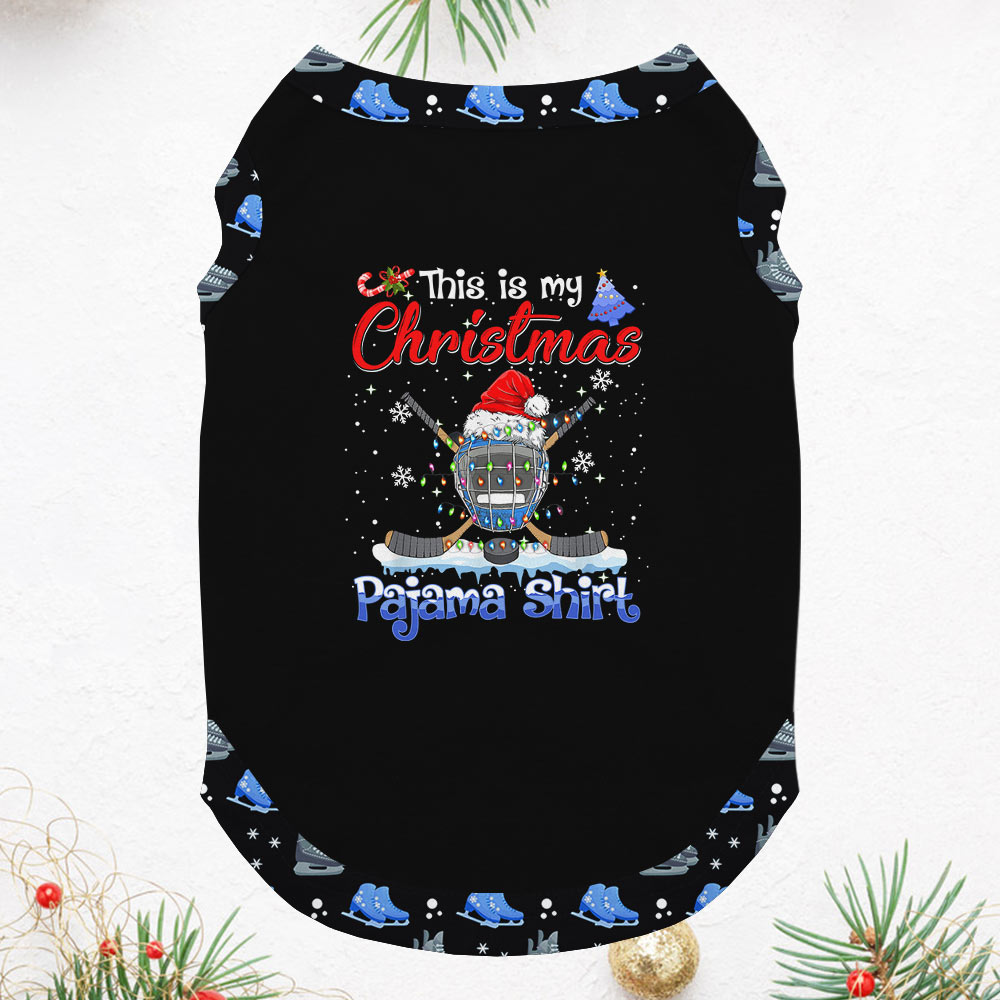 Festive Christmas Hockey Family Pajamas With Dog Festive Christmas Hockey Family Pajamas With Dog
