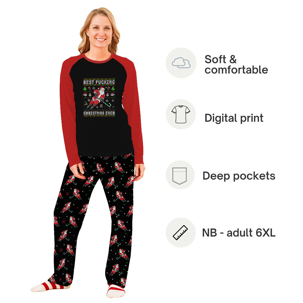 Funny Santa Hockey Christmas Pajamas For Best Pucking Christmas Ever Funny Santa Hockey Christmas Pajamas For Best Pucking Christmas Ever