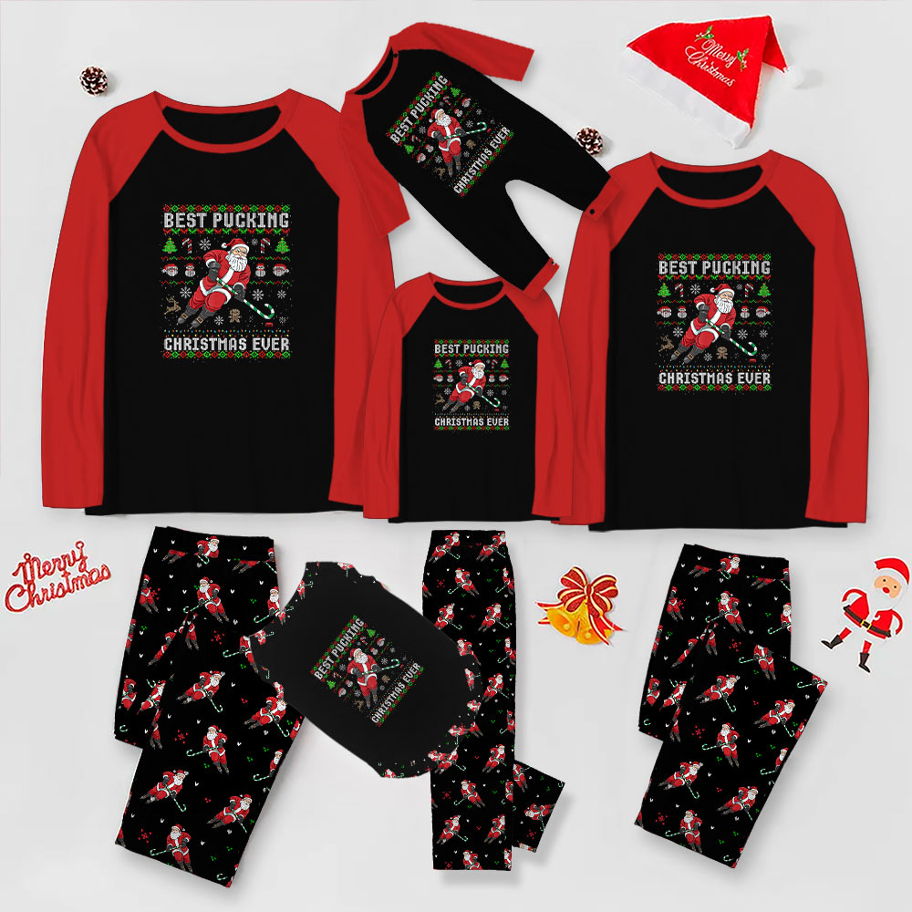 Funny Santa Hockey Christmas Pajamas For Best Pucking Christmas Ever Funny Santa Hockey Christmas Pajamas For Best Pucking Christmas Ever