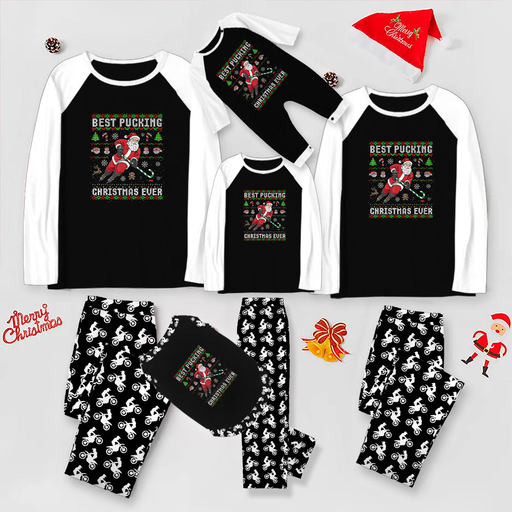 Funny Santa Hockey Christmas Pajamas For Best Pucking Christmas Ever Funny Santa Hockey Christmas Pajamas For Best Pucking Christmas Ever