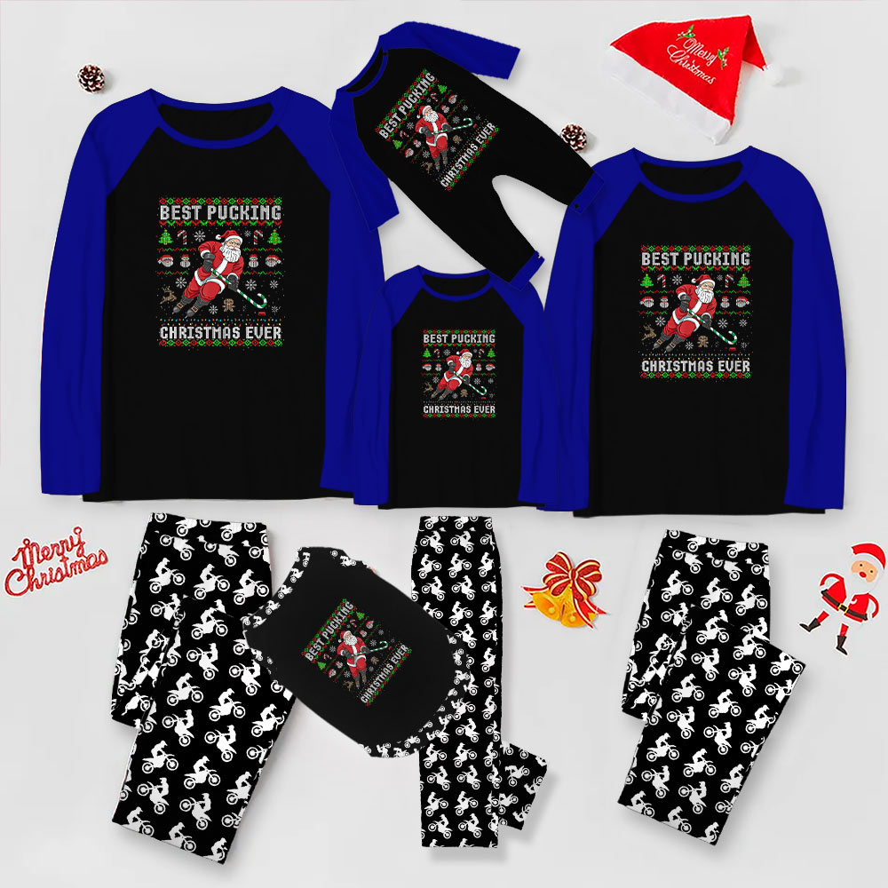 Funny Santa Hockey Christmas Pajamas For Best Pucking Christmas Ever Funny Santa Hockey Christmas Pajamas For Best Pucking Christmas Ever