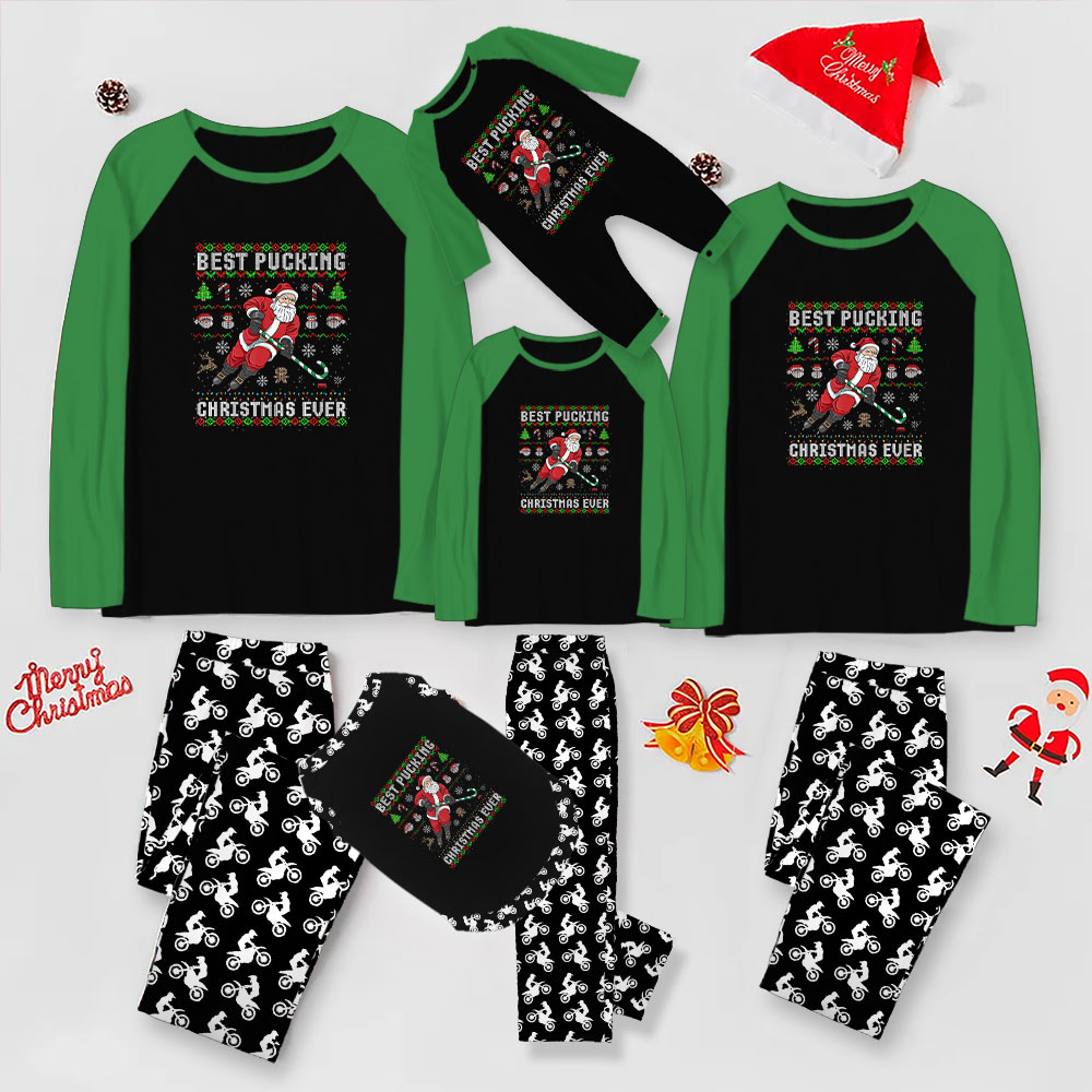 Funny Santa Hockey Christmas Pajamas For Best Pucking Christmas Ever Funny Santa Hockey Christmas Pajamas For Best Pucking Christmas Ever