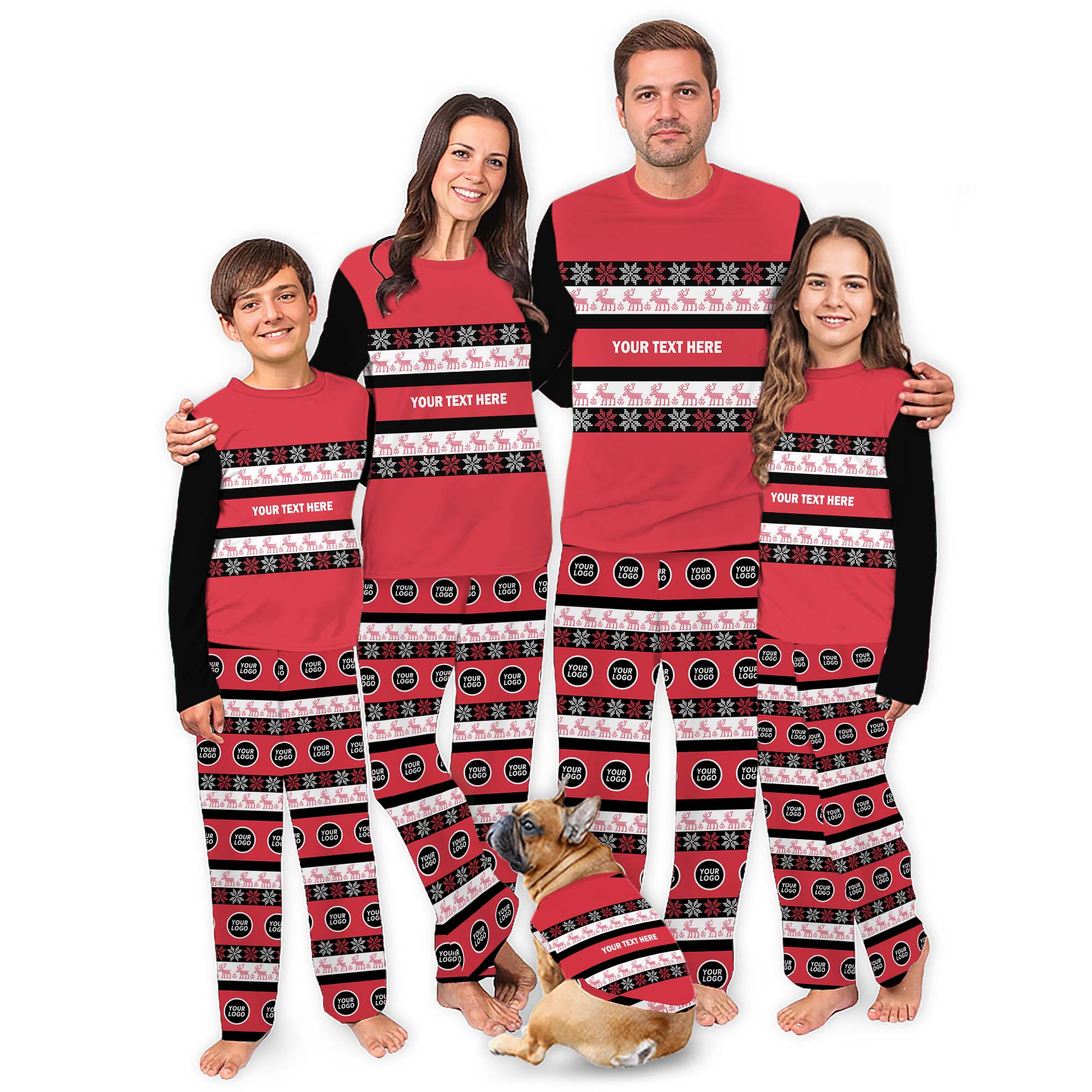 Custom Text And Logo Christmas Pajamas For All Ages Custom Text And Logo Christmas Pajamas For All Ages