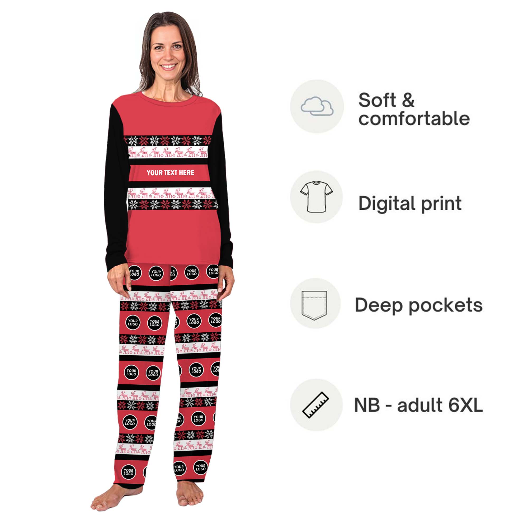 Custom Text And Logo Christmas Pajamas For All Ages Custom Text And Logo Christmas Pajamas For All Ages