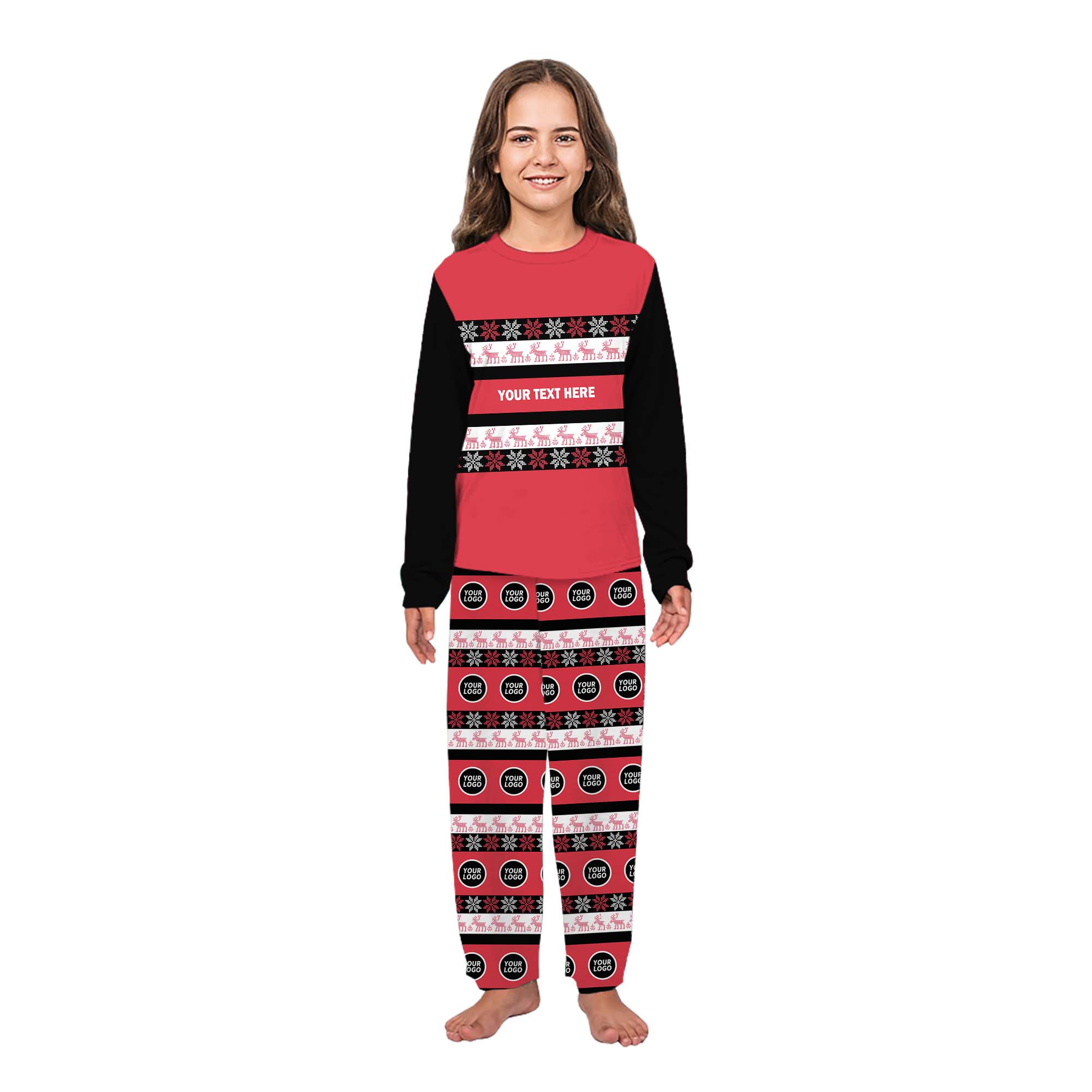 Custom Text And Logo Christmas Pajamas For All Ages Custom Text And Logo Christmas Pajamas For All Ages