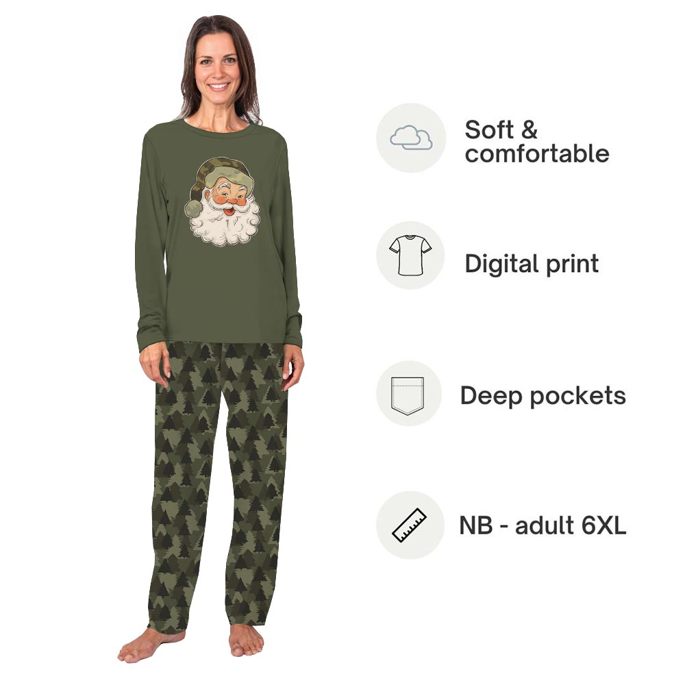 Festive Camo Santa Christmas Dog And Me Matching Pajamas Festive Camo Santa Christmas Dog And Me Matching Pajamas