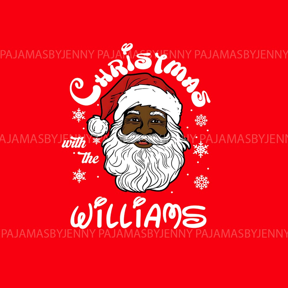 Santa Black Family Christmas Pajamas With Dog and Name Custom Santa Black Family Christmas Pajamas With Dog and Name Custom