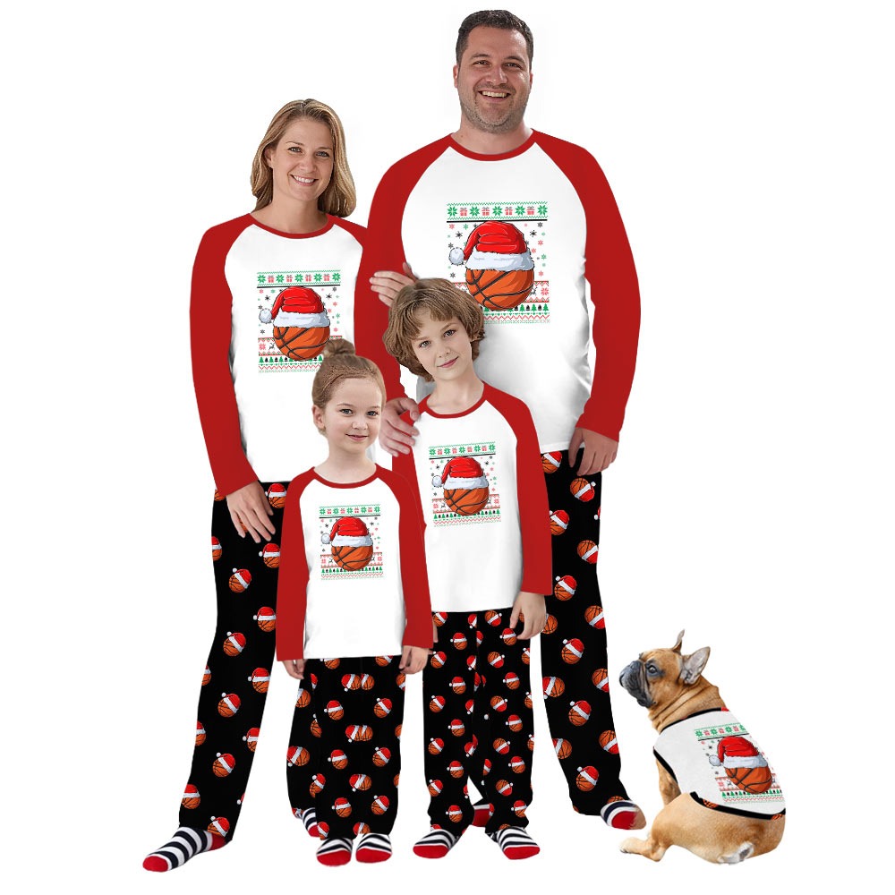 Raglan Basketball Christmas Pajamas With Plus Size Available Raglan Basketball Christmas Pajamas With Plus Size Available