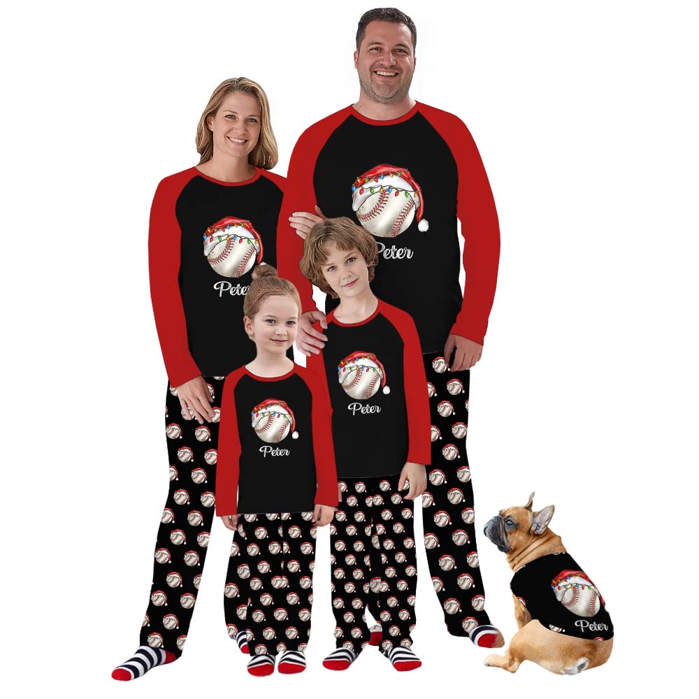 Matching Baseball Christmas Pajamas With Name