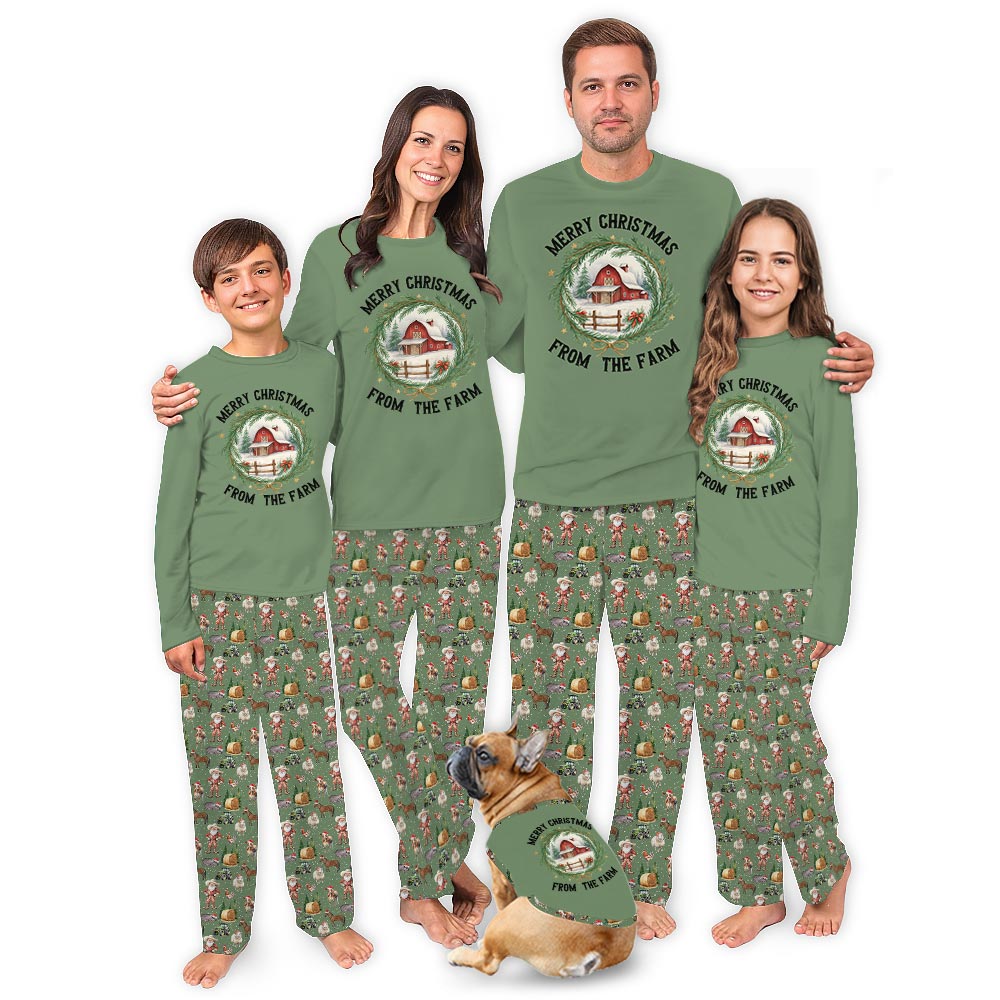 Merry Christmas From The Farm Family Jammies With Dog Merry Christmas From The Farm Family Jammies With Dog
